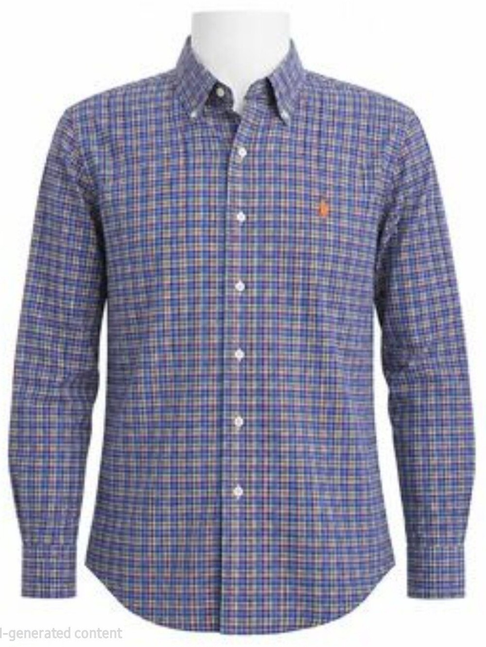 Ralph Lauren Multicolor Plaid Button-Down Shirt with Orange Pony In XL